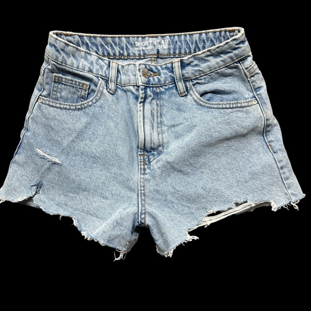 Denim High Waist Short Jeans Womens 4 Republic of Denim OVS Raw Hem Distressed